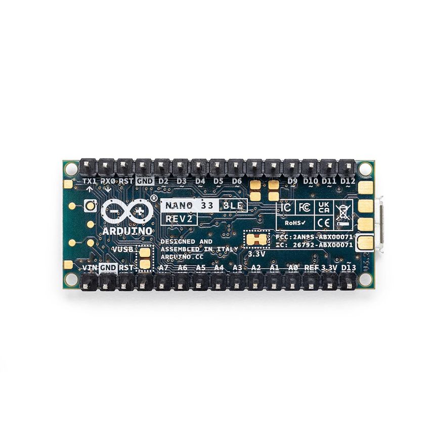 ABX00072,Arduino Nano 33 BLE Rev2 with Headers - Bluetooth 5, Arm Cortex-M4F, 9-Axis IMU