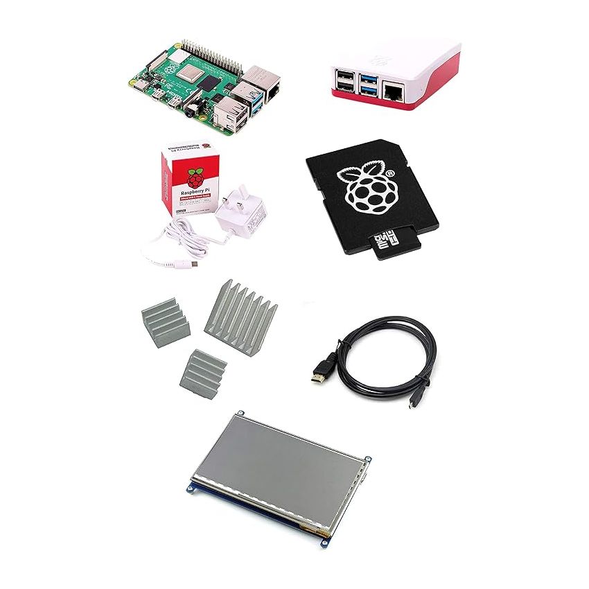  Raspberry Pi 8GB 7 Inch Touchscreen Kit - Complete Starter Kit with Case, Power Supply, Heatsinks, MicroSD Card, and HDMI Cable