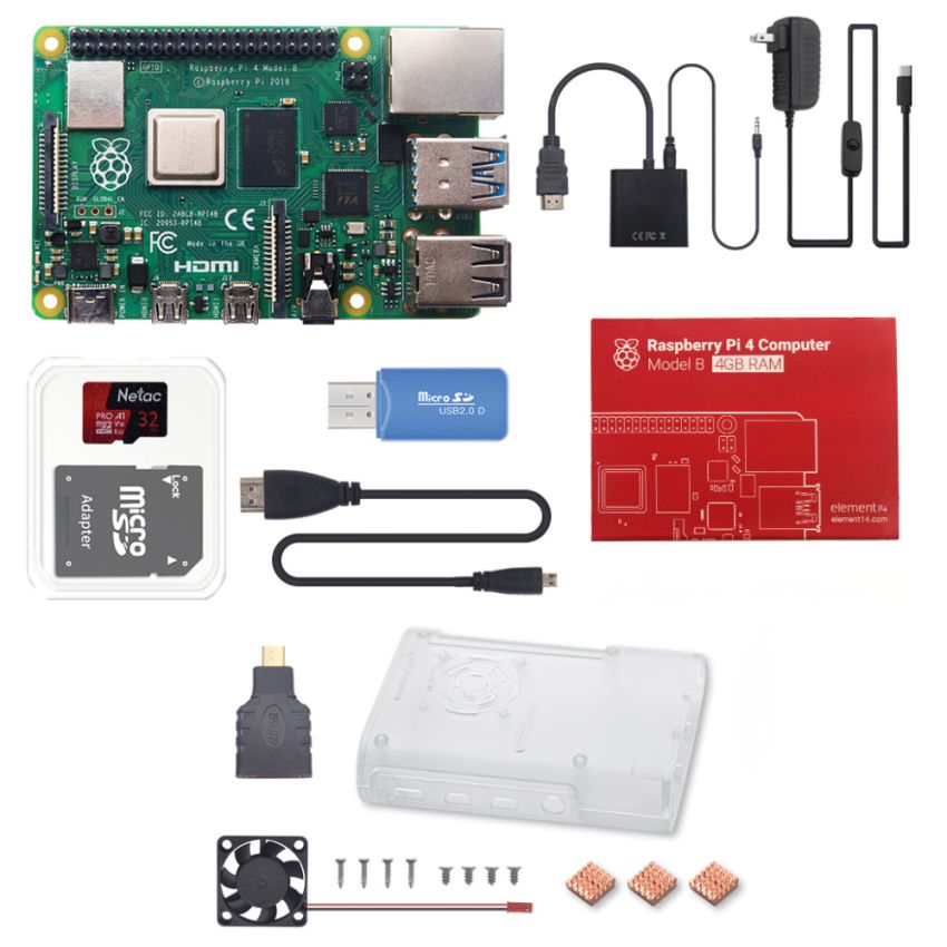 Original Raspberry Pi 4B Starter Kit Complete Device Kit With UK Plug Power Supply With Raspberry Pi 4B 8GB board