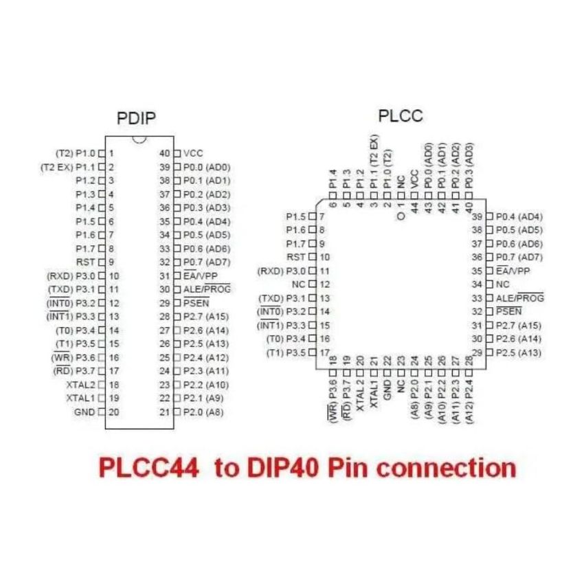 PLCC44 to DIP40 IC Adapter Socket for Programming and Prototyping