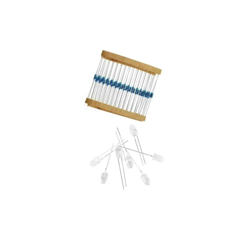 50x White LED Light Kit with 50x  200-Ohm Resistors for Arduino and Raspberry Pi