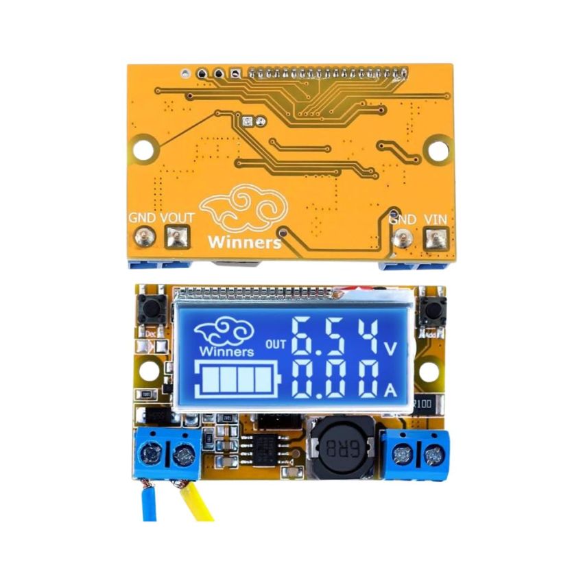 HW-601, Dual Display DC-DC Step Down Buck Converter, 5-23V to 0-16.5V, 3A, Adjustable LCD Voltage Regulator