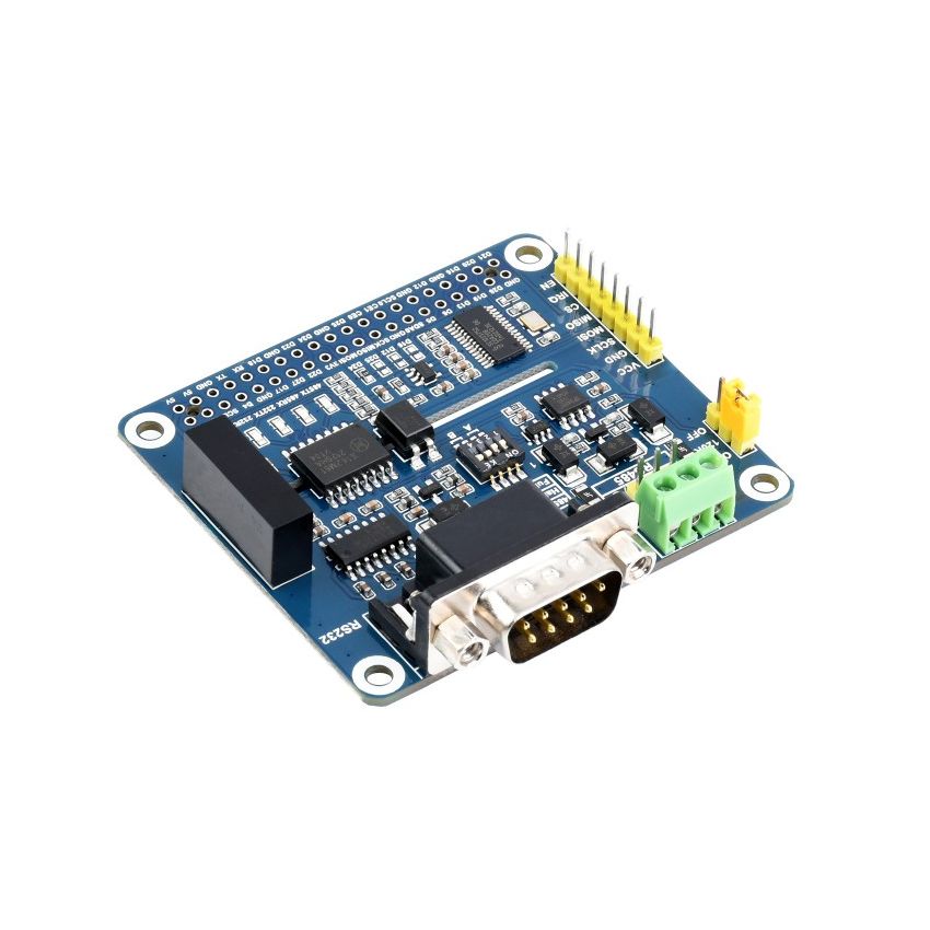 Isolated RS485 RS232 HAT for Raspberry Pi, SPI-Controlled Serial Expansion Board with Opto-Isolation and ESD Protection