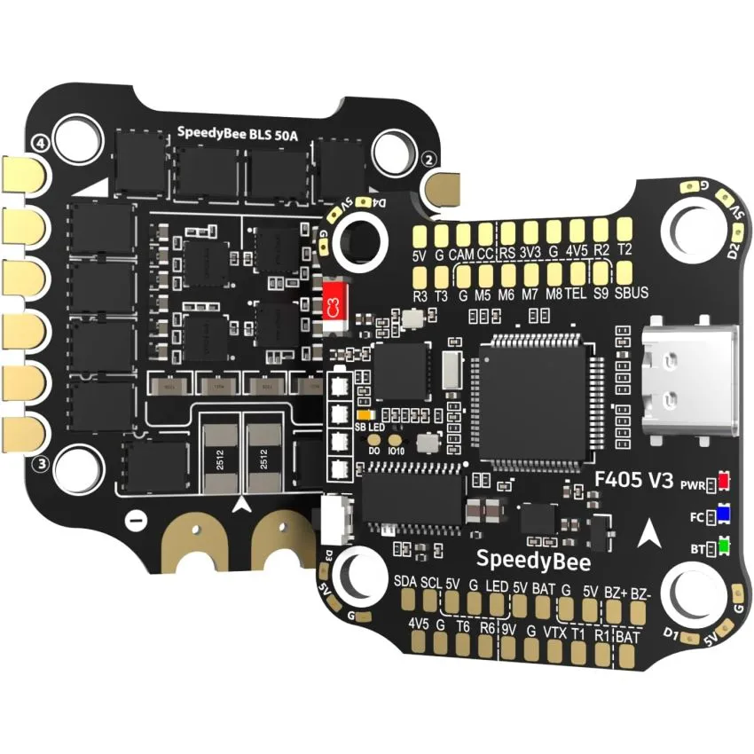 SpeedyBee SB-F4V3 50A Stack F4 Flight Controller and BLHeli_S 4-in-1 ESC for FPV Racing Drones
