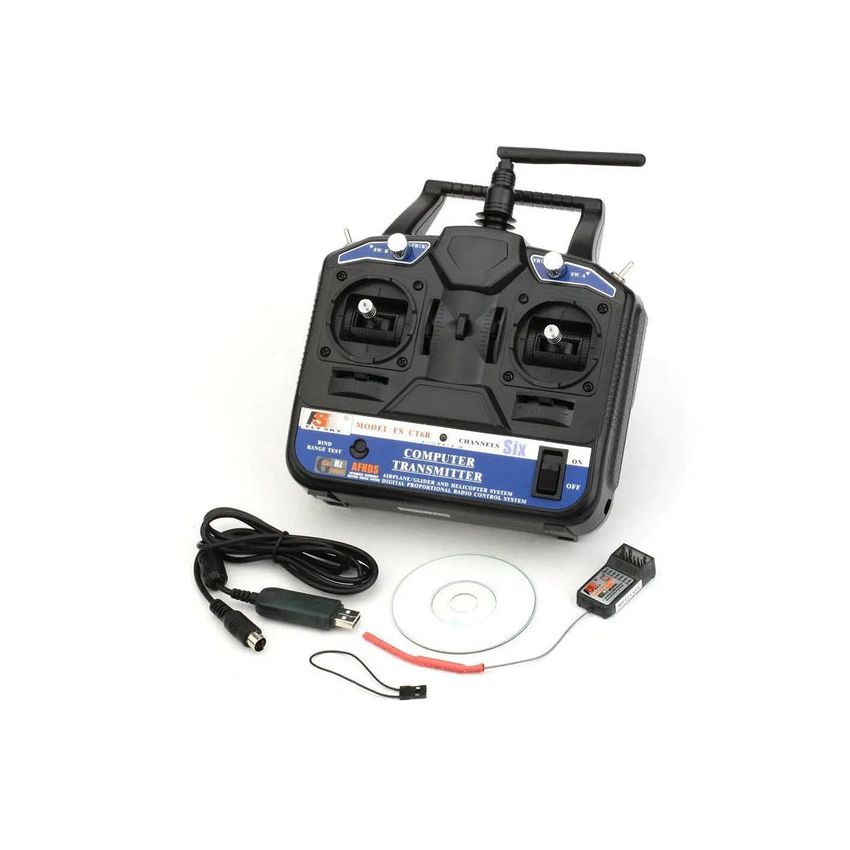 FlySky CT6B 2.4GHz 6CH Transmitter with FS-R6B Receiver, Digital Radio Control System for RC Drones, Planes, and Helicopters