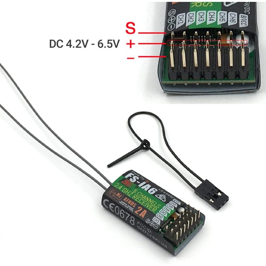 FlySky FS-i6 2.4GHz 6CH PPM RC Transmitter with FS-iA6B Receiver, Digital Radio Control System for Drones, Helicopters, and Fixed-Wing Aircraft
