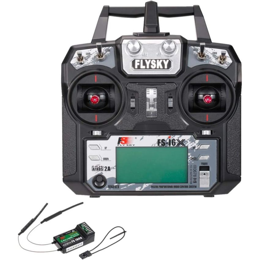 FlySky FS-i6X 2.4GHz 6CH AFHDS 2A RC Transmitter with FS-iA10B 10CH Receiver, Digital Radio Control System for Drones, Helicopters, and RC Aircraft