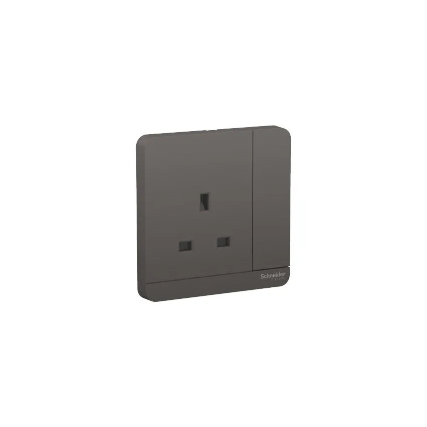 Schneider Electric AvatarOn 13A 250V 1-Gang Switched Socket – Dark Grey