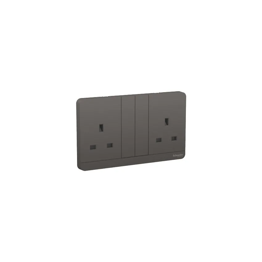Schneider Electric AvatarOn 13A 250V 2-Gang Switched Socket – Dark Grey
