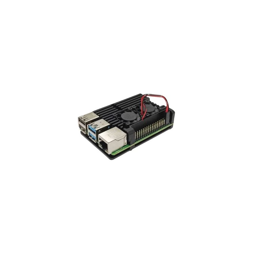 Raspberry Pi 4 Model B, Aluminum Case with Dual Cooling Fan, Metal Shell Black for RPI 4B