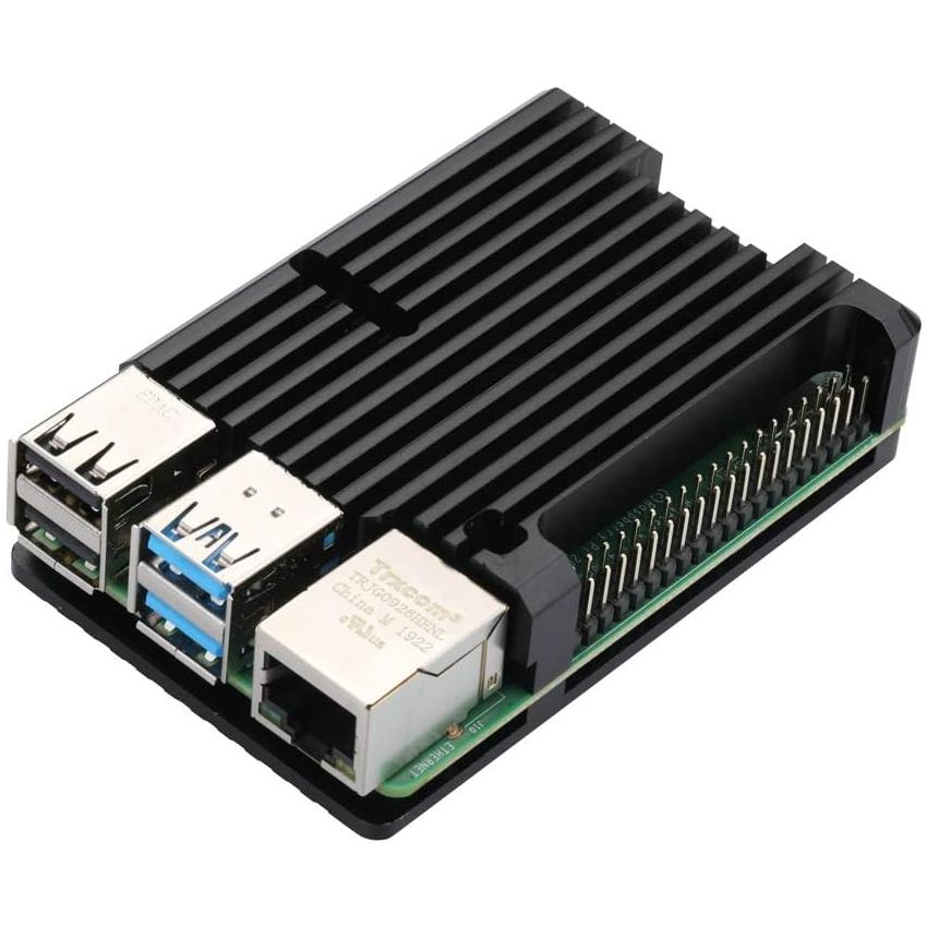 LT-4B03 Aluminium Case for Raspberry Pi 4, Passive Cooling with Heatsink Fins and GPIO Access Slot