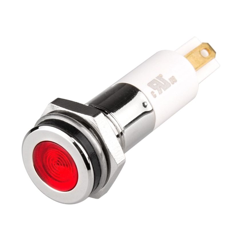 Indicator 10mm Red,24V DC, Panel Mount, Metal Body