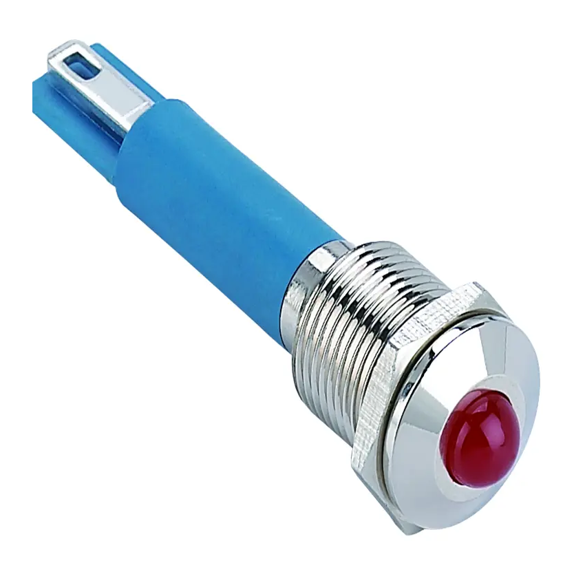 GQ8T-D/Y/R/24V/N ,8mm Red LED Indicator - 24V DC, IP Rating, Metal Body