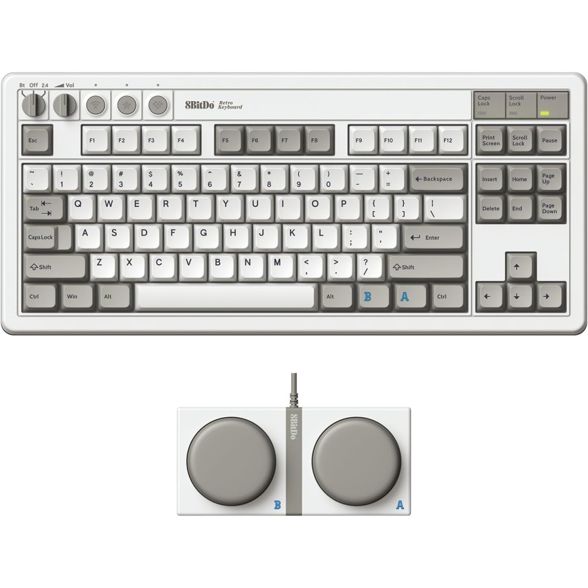 85HE01,Retro Keyboard,87-Key Bluetooth Wireless/Wired Mechanical Keyboard with Kailh Box Switches, Dye-Sublimation PBT Keycaps,