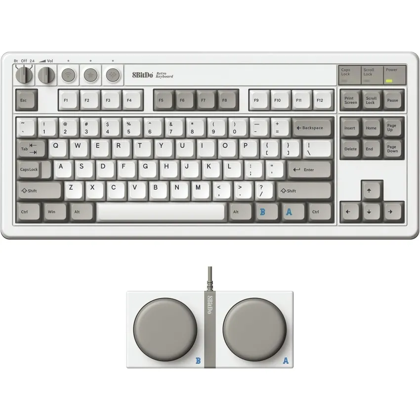 85HE01,Retro Keyboard,87-Key Bluetooth Wireless/Wired Mechanical Keyboard with Kailh Box Switches, Dye-Sublimation PBT Keycaps,