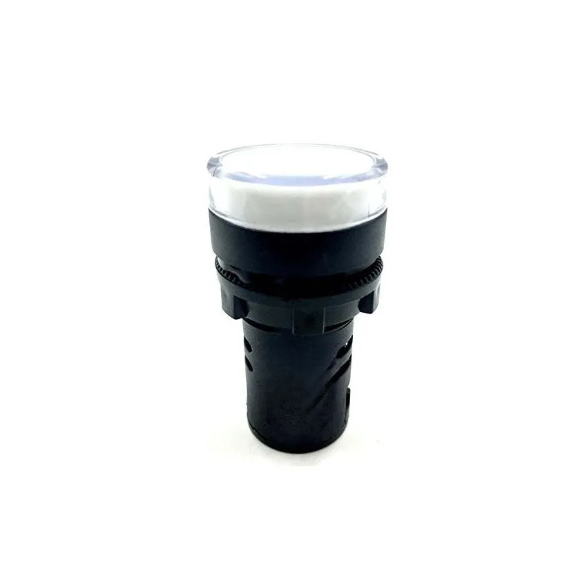 22mm LED Panel Indicator Light, White, 220V AC/DC, 20mA, High-Brightness Signal Lamp for Electrical Panels