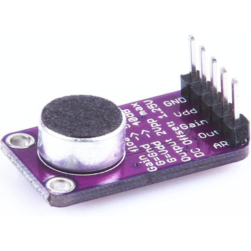 MAX9814, Electret Microphone Amplifier Module, Adjustable Gain, Auto-Gain Control