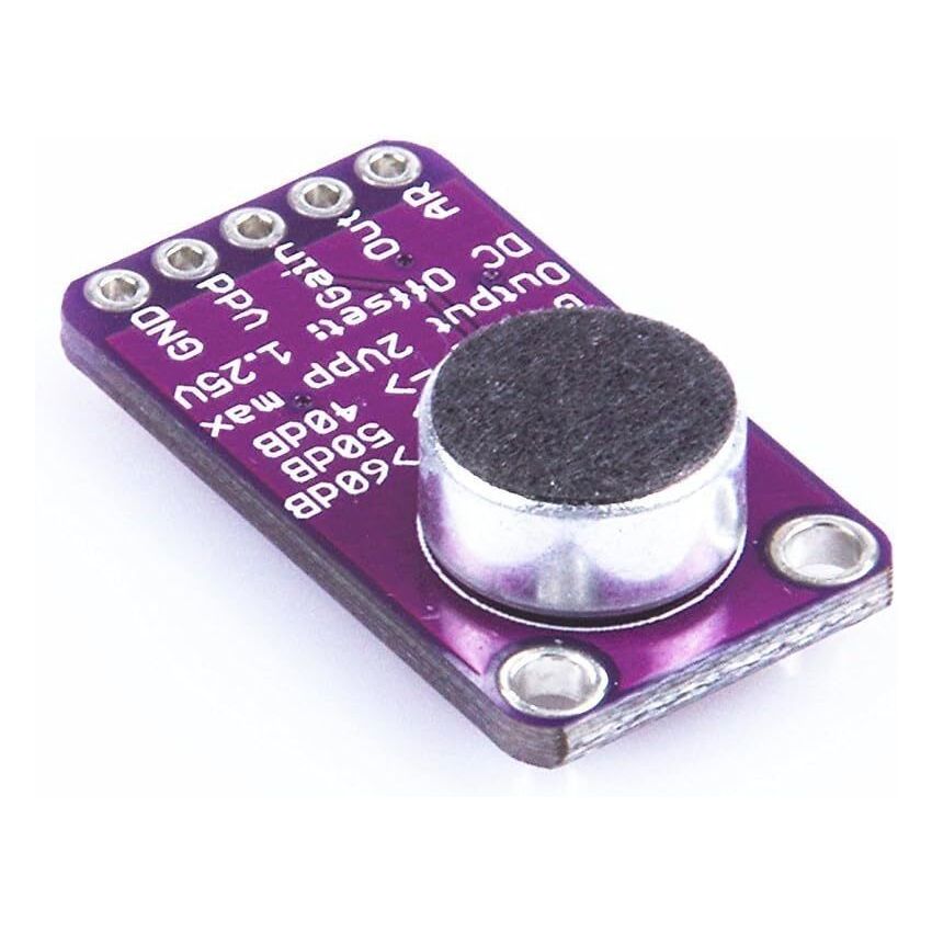 MAX9814, Electret Microphone Amplifier Module, Adjustable Gain, Auto-Gain Control