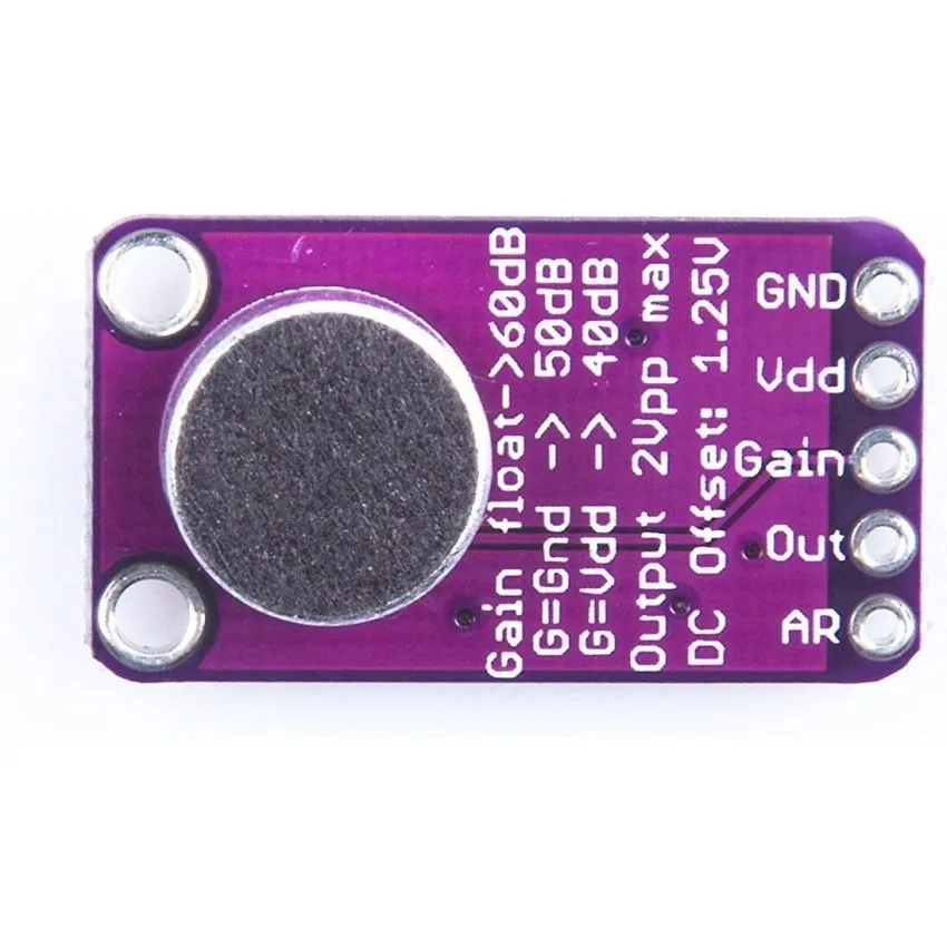 MAX9814, Electret Microphone Amplifier Module, Adjustable Gain, Auto-Gain Control