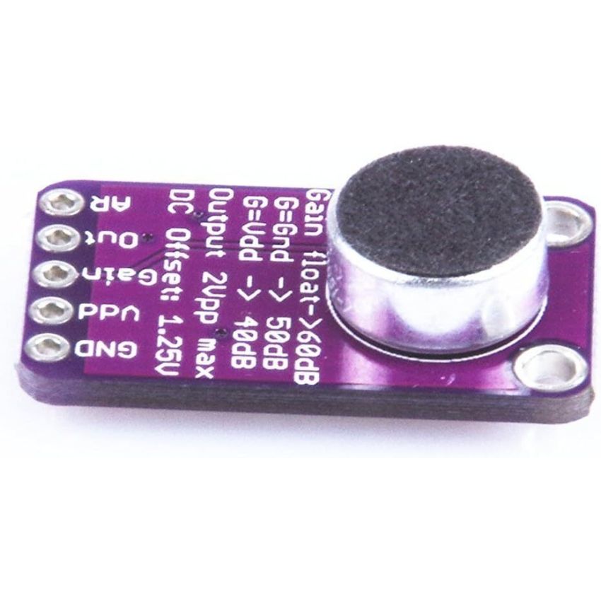 MAX9814, Electret Microphone Amplifier Module, Adjustable Gain, Auto-Gain Control