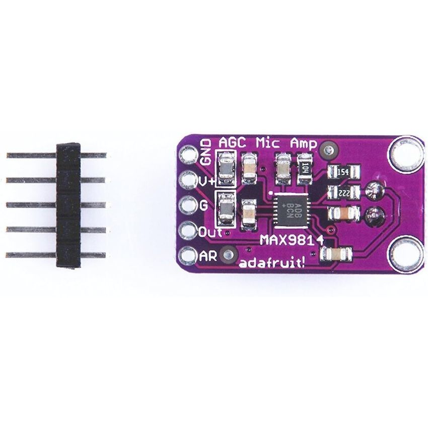 MAX9814, Electret Microphone Amplifier Module, Adjustable Gain, Auto-Gain Control