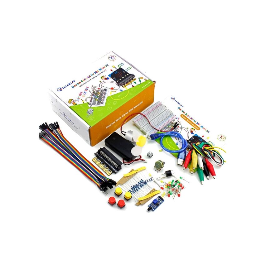 Elecrow Basic Kit for BBC Micro:bit V2 – 16 Components, 10 Lessons, Hands-On STEM Learning Kit