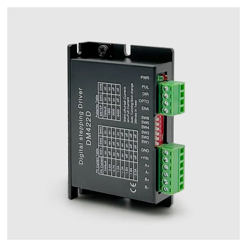 DM422 Digital Stepper Motor Driver, 18–40V DC Input, 1.0–4.2A Output, Microstep Control for 2-Phase Hybrid Stepper Motors