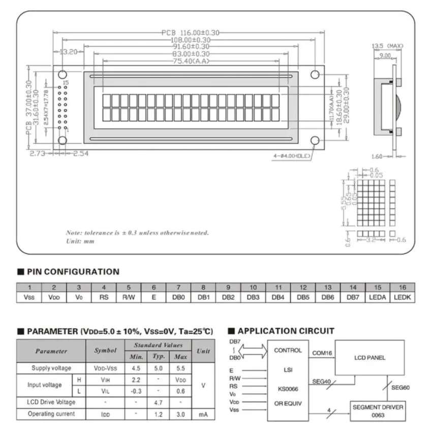 20x2 LCD Display Module Green, Backlit for DIY Projects