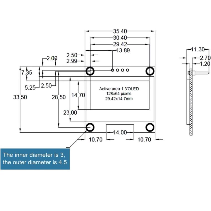 Display,1.3in,OLED,I2C,for Arduino & Raspberry Pi