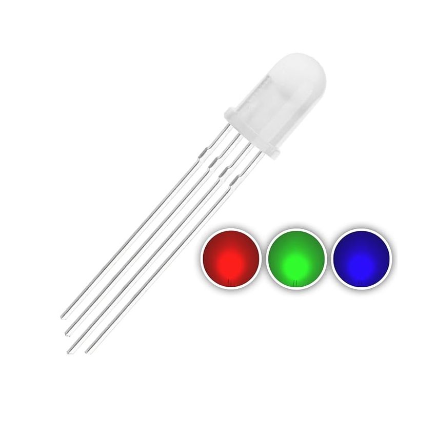 5mm Round RGB Common Cathode LED- 4-Pin, Tri-Color Emitting Diode