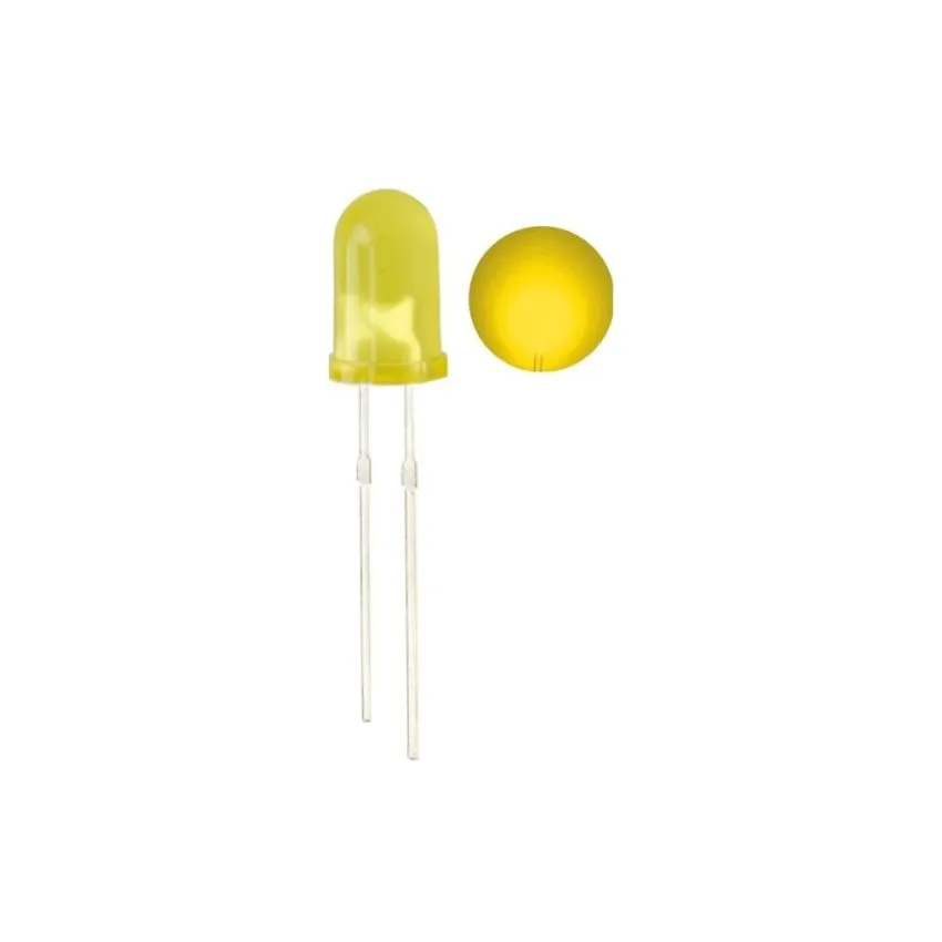 5mm Round Yellow LED-Diffused Lens, High-Brightness Indicator