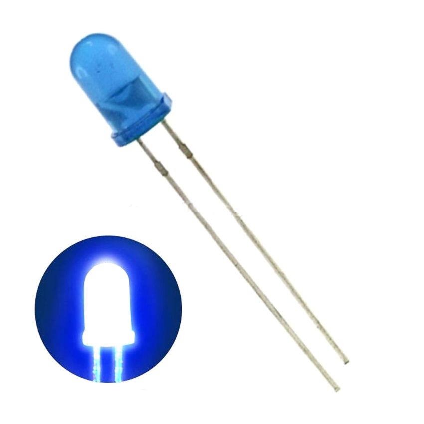 5mm Round  Blue LED-Diffused Lens, High-Brightness Indicator