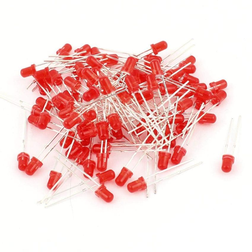5MM LED RED 25PCS ROUND DIFFUSED INDICATOR LAMP 2V 20MA ULTRA BRIGHT
