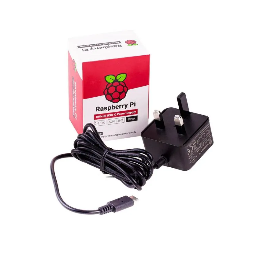 SC0216, Official Power Supply, 5.1V, 3A, USB-C Power Supply, UK, Black