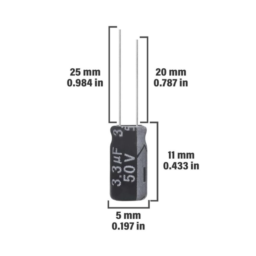 Radial Electrolytic Capacitor,3.3uF,50V