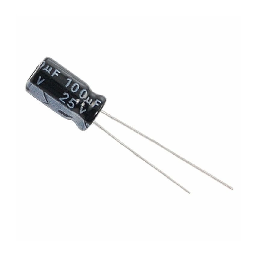 100UF 25V Electrolytic Capacitor Radial Leaded ±20% Tolerance General Purpose