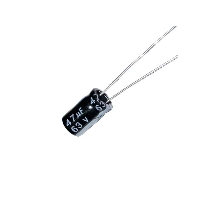 47UF 63V Electrolytic Capacitor Radial Lead 20 Percent Tolerance Compact Size
