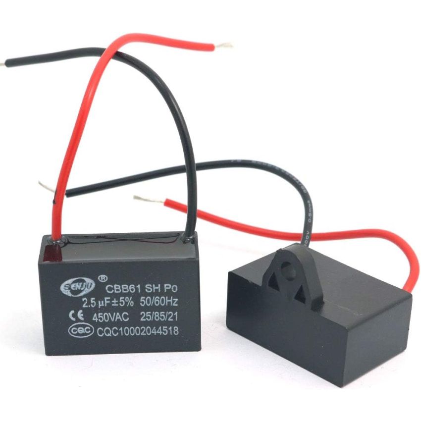 CBB61 2.5UF 450V Fan Capacitor Wire Lead Motor Start 5 Percent Tolerance