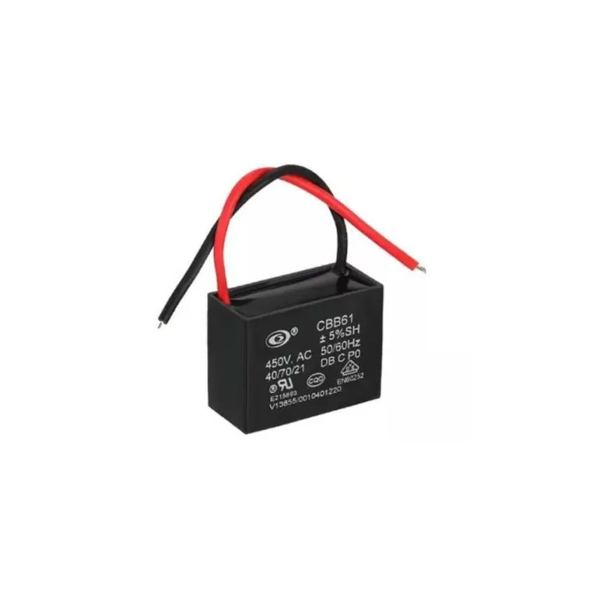 CBB61 4UF 450V Fan Capacitor Wire Lead AC Motor Start 5 Percent Tolerance