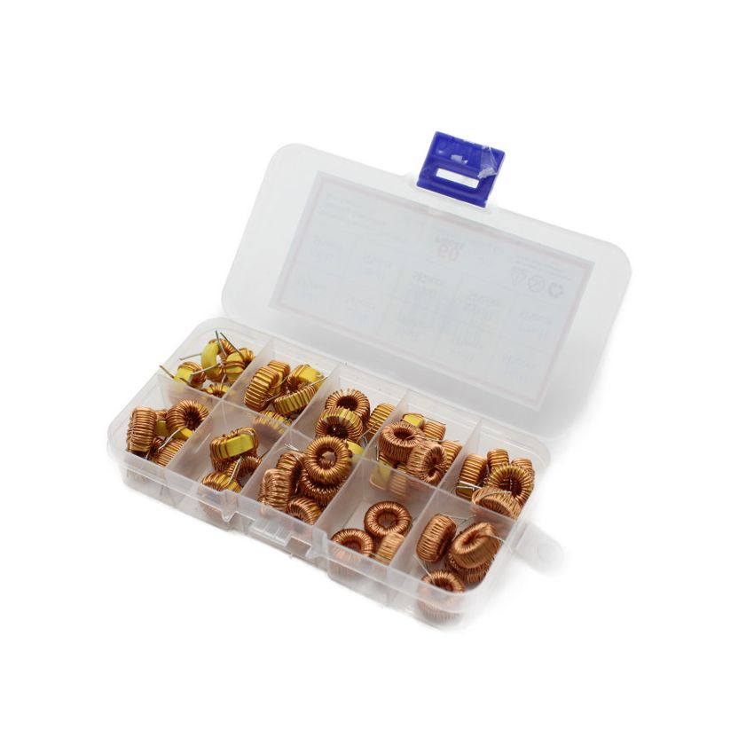Toroid Core Inductors Kit 50pcs Assorted Set 10uH to 1000uH Copper Wire