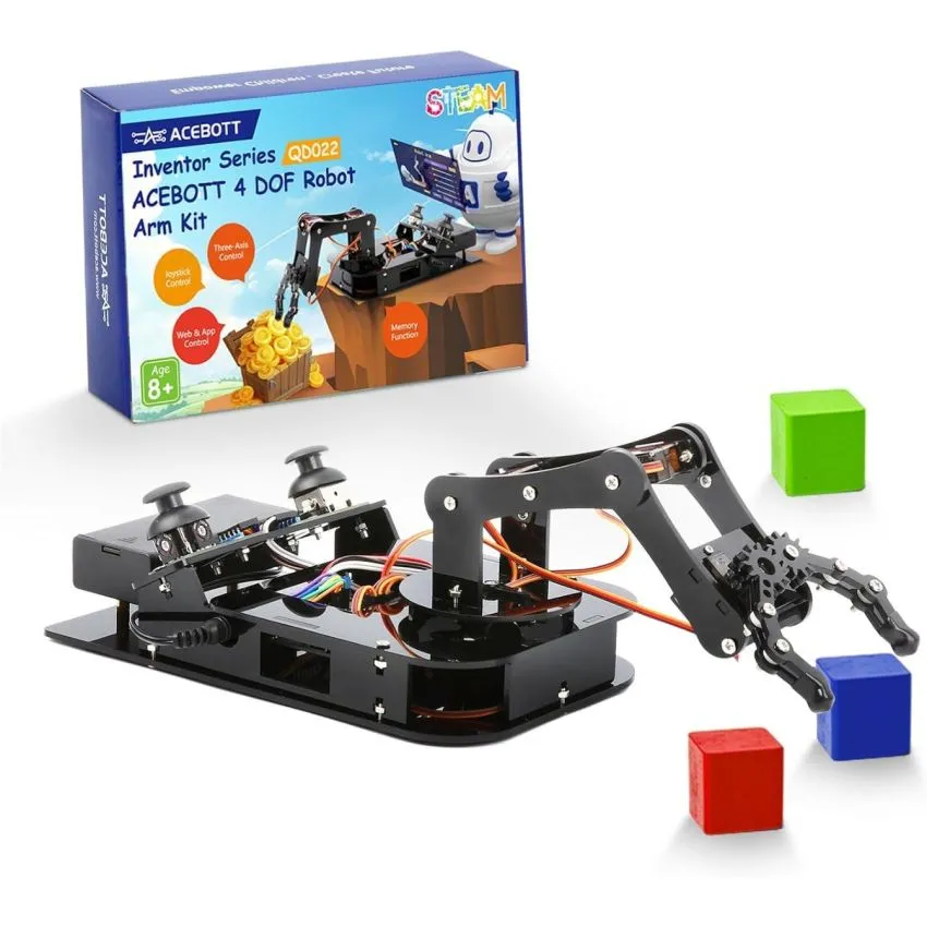 ACEBOTT Programmable Robot Arm Kit with ESP32 Controller Board | Supports Arduino, ACECode & Python Programming | For Home & K-12 Classroom STEM Education