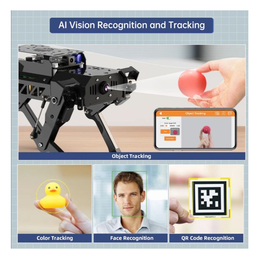 Advanced PuppyPi Kit Robot Dog with Raspberry Pi 4B 8GB AI Vision ROS Quadruped Robot