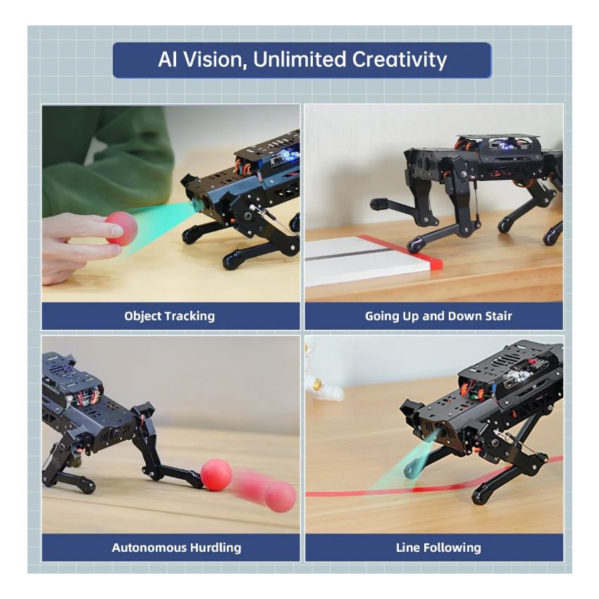 Advanced PuppyPi Kit Robot Dog with Raspberry Pi 4B 8GB AI Vision ROS Quadruped Robot