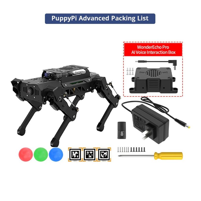 Advanced PuppyPi Kit Robot Dog with Raspberry Pi 4B 8GB AI Vision ROS Quadruped Robot