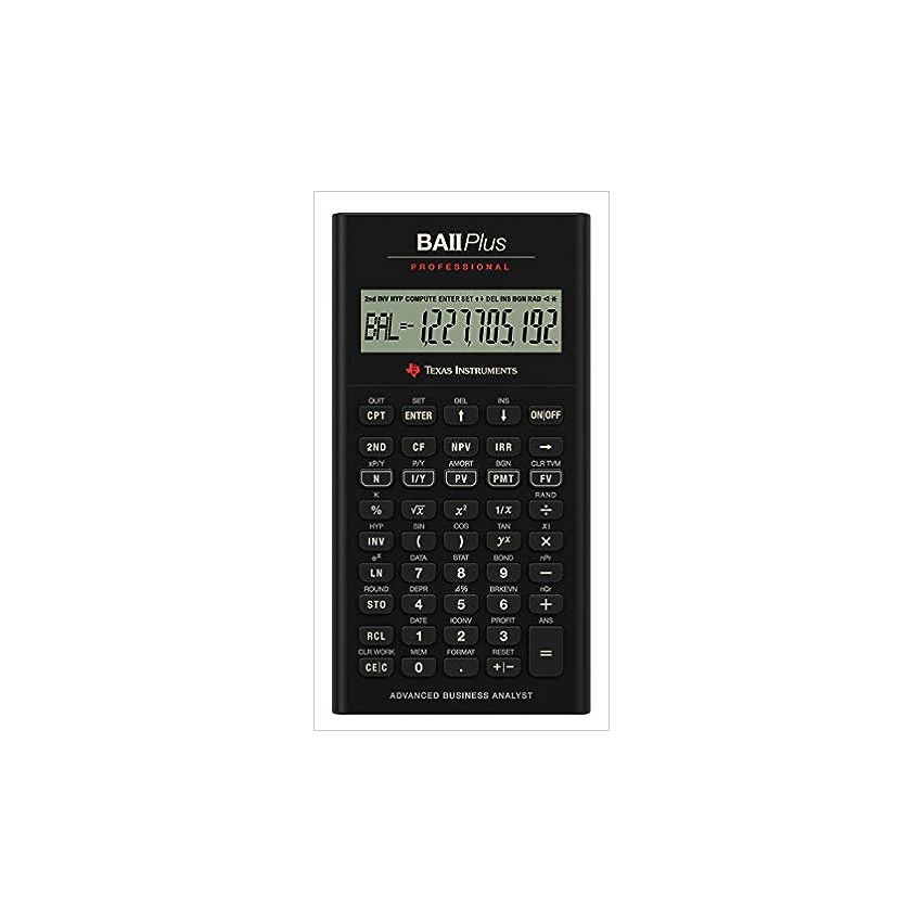 BA II Plus Professional Financial Calculator Black LCD Display Exam Approved
