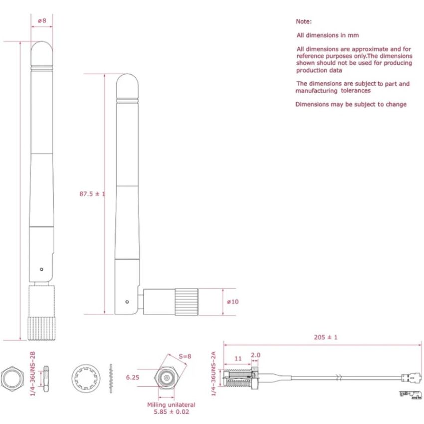 SC0480 , Raspberry Pi Compute Module 4 (CM4) Antenna Kit, 2.4GHz/5.8GHz Antenna kit for Compute Module