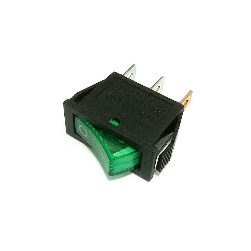 KCD 3 Green Illuminated Rocker Switch - Panel Mount, On/Off Control with LED Light
