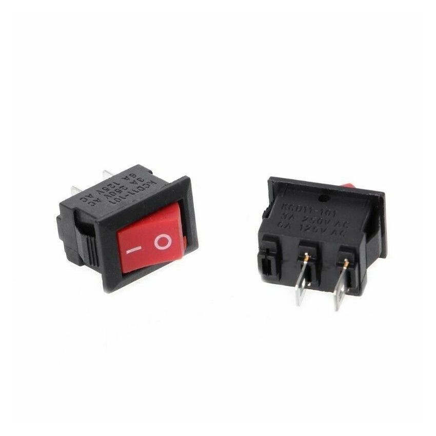 KCD11-101,Rocker Switch,2-Pin,3A 250V,Red,ON-OFF