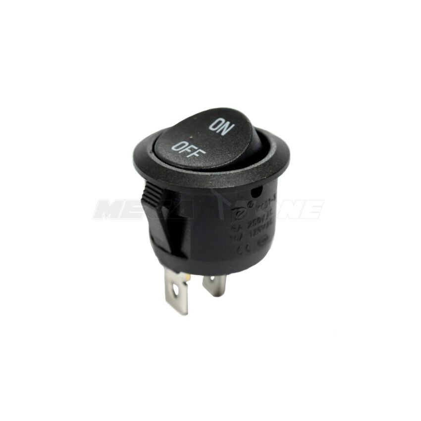 KCD1 Round Rocker Switch 6A 250V AC , 10A 125V AC, 2 Pin 2 Position ON/Off Power Switch SPST Black