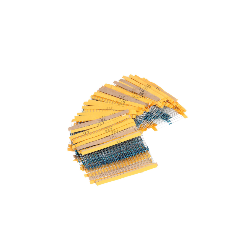 2600pcs Metal Film Resistor Kit 130 Values 1 Percent Tolerance 0.25W Axial Through-Hole Assorted Set